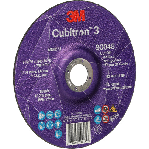 Meule &agrave; tronçonner Cubitron 3, 6" x 0,045", Arbre de 7/8", Type T27, C&eacute;ramique, 10 200 Tr/min Chandler Sales