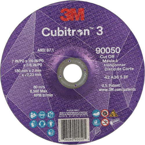 Meule &agrave; tronçonner Cubitron 3, 7" x 0,09", Arbre de 7/8", Type T27, C&eacute;ramique, 8500 Tr/min Chandler Sales