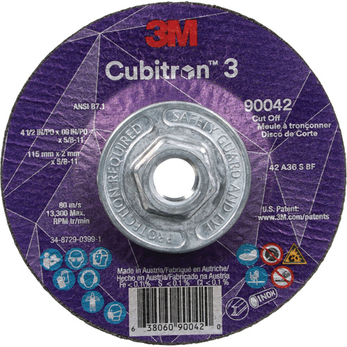 Meule &agrave; tronçonner Cubitron 3, 4-1/2" x 0,09", Arbre de 5/8"-11, Type T27, C&eacute;ramique, 13 300 Tr/min Chandler Sales