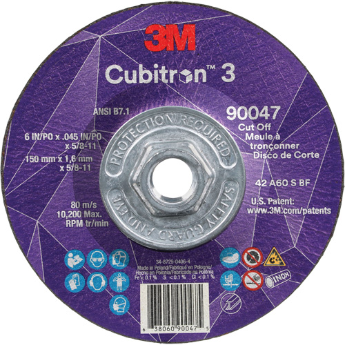 Meule &agrave; tronçonner Cubitron 3, 6" x 0,045", Arbre de 5/8"-11, Type T27, C&eacute;ramique, 10 200 Tr/min Chandler Sales