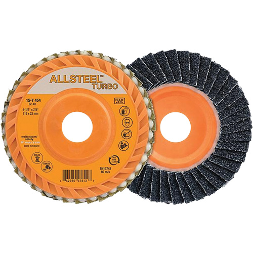 ALLSTEEL Turbo Flap Disc, 4-1/2" x 5/8"-11, 60 Grit, Zirconia Alumina Chandler Sales