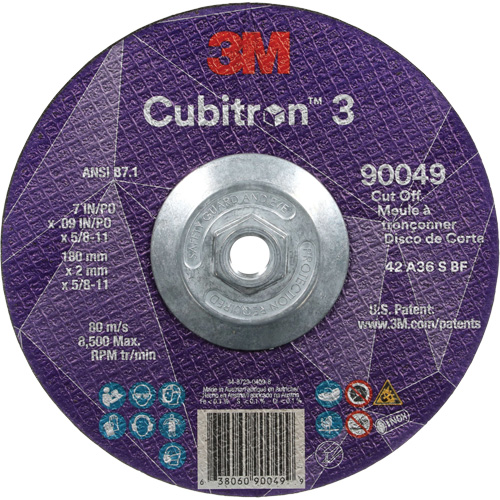 Meule &agrave; tronçonner Cubitron 3, 7" x 0,09", Arbre de 5/8"-11, Type T27, C&eacute;ramique, 8500 Tr/min Chandler Sales