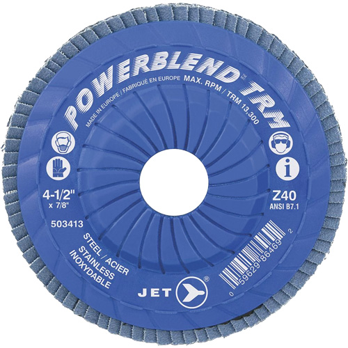 Powerblend TRM Trimmable Flap Disc, 4-1/2" x 7/8", Type 29, Z40 Grit, Zirconium Chandler Sales