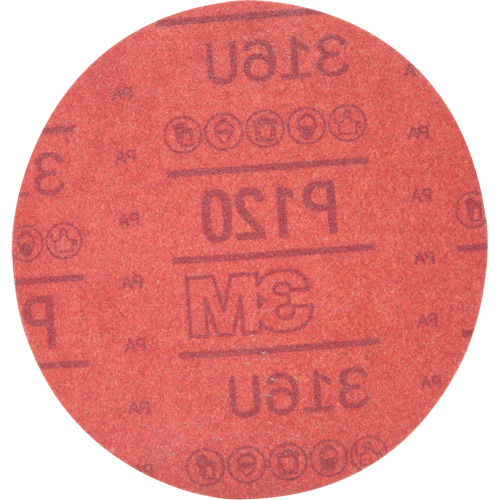 Hookit Red Abrasive Disc 316U, 01224, 6" Dia., P120 Grit, Aluminum Oxide, A Chandler Sales