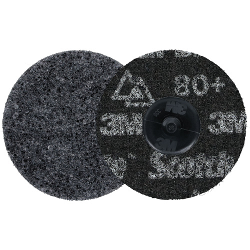Meule robuste pour le conditionnement de pr&eacute;cision des surfaces Scotch-Brite Roloc, HD-DR, 3" dia., Grain 80+, C&eacute;ramique Chandler Sales