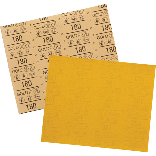 Gold Abrasive Sheet 12545, 9" x 11", 180 Grit, Aluminum Oxide Chandler Sales