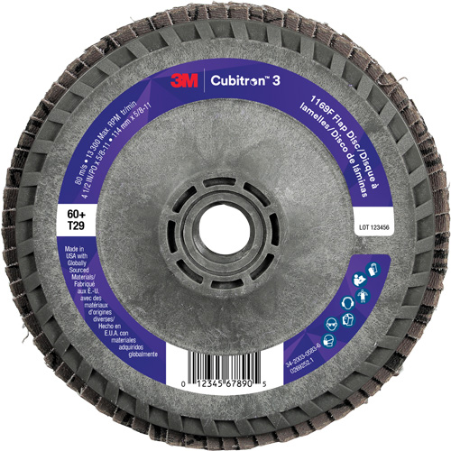 Disque &agrave; lamelles conique 1169F Cubitron 3 &agrave; changement rapide, 4-1/2" x 5/8"-11, Type T29, Grain 60+, C&eacute;ramique Chandler Sales
