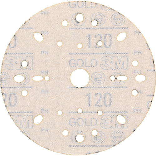 Disque abrasif dor&eacute; Hookit, dia 6", Grain 120, Oxyde d'aluminium, Poids C Chandler Sales