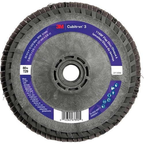 Cubitron 3 Flap Disc 1169F, 5" x 5/8"-11, Type T29, 80+ Grit, Ceramic Chandler Sales