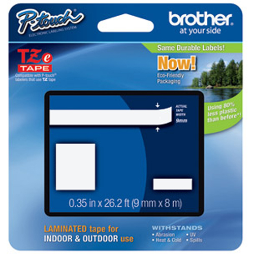 P-touch&reg; Labeling Systems, 9 mm x 314.4", Black on Clear Chandler Sales