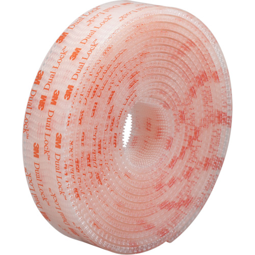 Dual Lock Reclosable Fastener, Self-Mating, 50 yds x 1/2", Adhesive, Clear Chandler Sales