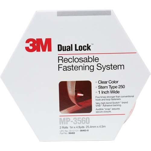 Attache refermable Dual Lock, Auto-appariement, 5 vg x 1", Adh&eacute;sif, Transparent Chandler Sales