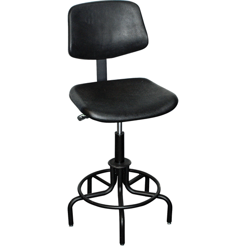 Tabouret avec dossier de s&eacute;rie 6000, Stationnaire, Ajustable, , Polyur&eacute;thane Si&egrave;ge, Noir Chandler Sales