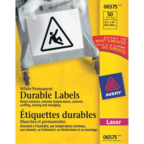 &eacute;tiquettes TrueBlock, Polyester, 11" lo x 8,5" h, Blanc Chandler Sales