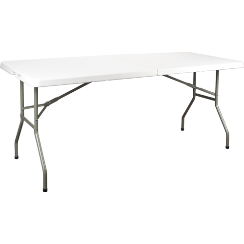 Table se pliant en deux, Rectangulaire, 72" l x 30" la, Poly&eacute;thyl&egrave;ne, Blanc Chandler Sales