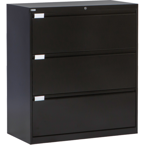 Classeur lat&eacute;ral, Acier, 3 tiroirs, 36" la x 18" p x 40-1/16" h, Noir Chandler Sales