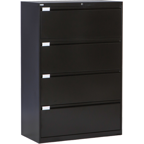 Lateral Filing Cabinet, Steel, 4 Drawers, 36" W x 18" D x 53-3/8" H, Black Chandler Sales