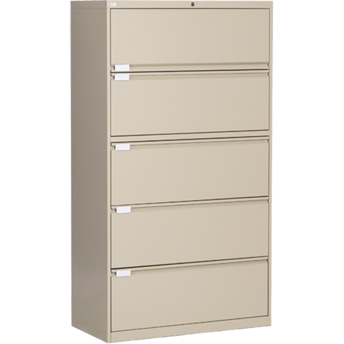 Classeur lat&eacute;ral, Acier, 5 tiroirs, 36" la x 18" p x 65-1/2" h, Beige Chandler Sales