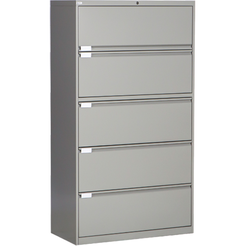 Classeur lat&eacute;ral, Acier, 5 tiroirs, 36" la x 18" p x 65-1/2" h, Gris Chandler Sales
