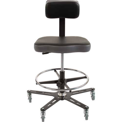 TF160 Industrial Grade Ergonomic Chair, Mobile, Adjustable, 20-1/2" - 28-1/2", Vinyl Seat, Black/Grey Chandler Sales