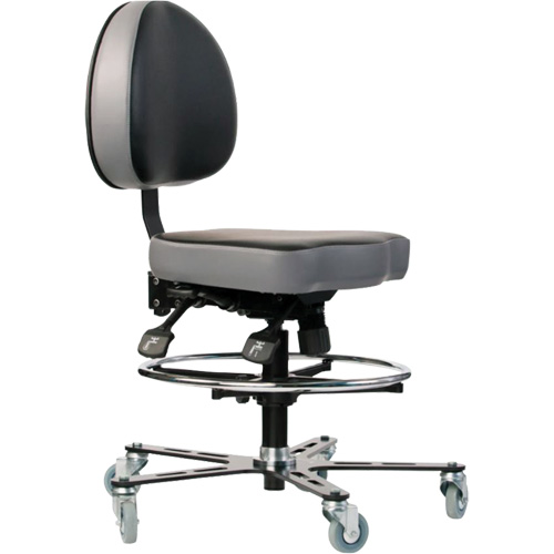 Chaise ergonomique TF 180, Mobile, Vinyle Si&egrave;ge, Noir Chandler Sales