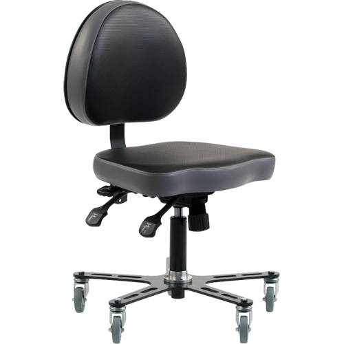 Chaise ergonomique &agrave; inclinaison r&eacute;glable SF180, Mobile, Ajustable, Vinyle Si&egrave;ge, Noir/gris Chandler Sales