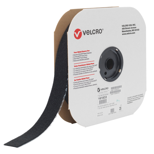 Fastener Tape, Loop, 25 yds x 2", Adhesive, Black Chandler Sales
