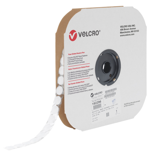 Attache Velcoin, Boucle, 3/4" dia., Adh&eacute;sif, Blanc Chandler Sales