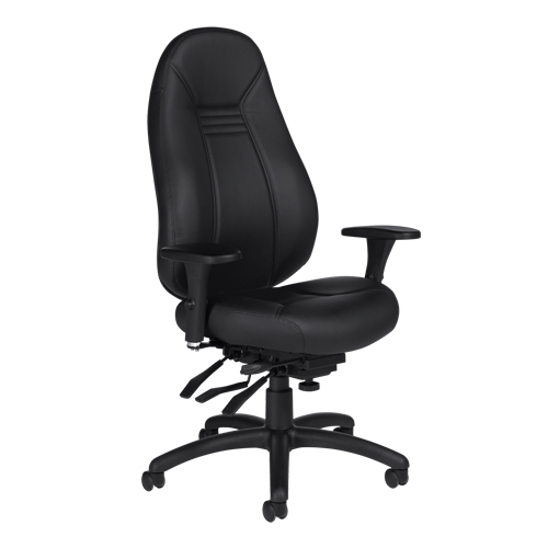 Chaise confortable &agrave; dos &eacute;lev&eacute;, Cuir, Noir, Capacit&eacute; 300 lb Chandler Sales
