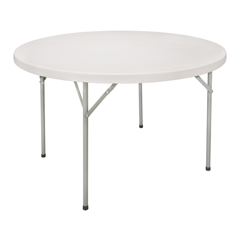 Folding Table, Round, 60" L x 60" W, Polyethylene, White Chandler Sales