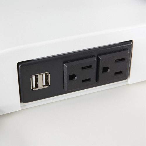 Soar Sit/Stand Electric Desk with Dual Monitor Arm, Desktop Unit, 37-1/4" H x 27-3/4" W x 22" D, White Chandler Sales