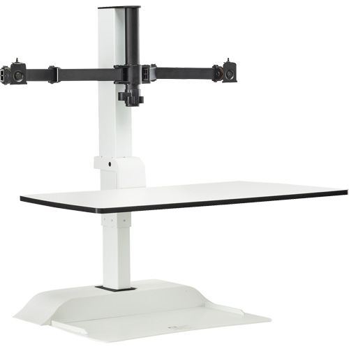 Soar Sit/Stand Electric Desk with Dual Monitor Arm, Desktop Unit, 37-1/4" H x 27-3/4" W x 22" D, White Chandler Sales