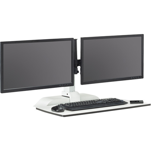 Soar Sit/Stand Electric Desk with Dual Monitor Arm, Desktop Unit, 37-1/4" H x 27-3/4" W x 22" D, White Chandler Sales