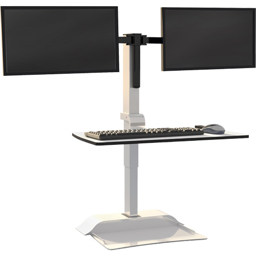 Soar Sit/Stand Electric Desk with Dual Monitor Arm, Desktop Unit, 37-1/4" H x 27-3/4" W x 22" D, White Chandler Sales