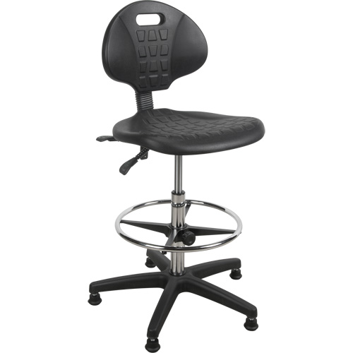 Tabouret robuste et ergonomique, Stationnaire, Ajustable, 39” - 48”, Polyur&eacute;thane Si&egrave;ge, Noir Chandler Sales