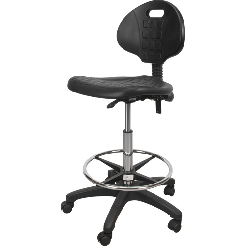 Tabouret robuste et ergonomique, Mobile, Ajustable, 39" - 48", Polyur&eacute;thane Si&egrave;ge, Noir Chandler Sales