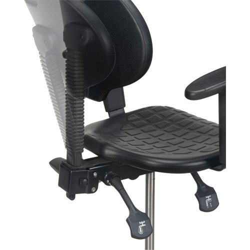 Heavy-Duty Ergonomic Stool with Adjustable Arm Rests, Stationary, Adjustable, 39" - 48", Polyurethane Seat, Black Chandler Sales