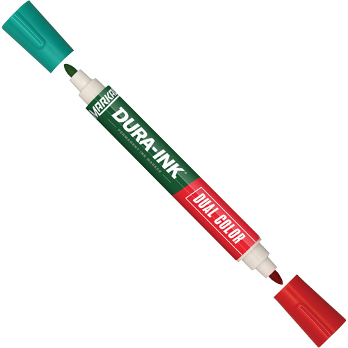 Markal&reg; Dura-Ink&reg; Dual Colour Permanent Ink Marker, Green/Red, Bullet Tip Chandler Sales