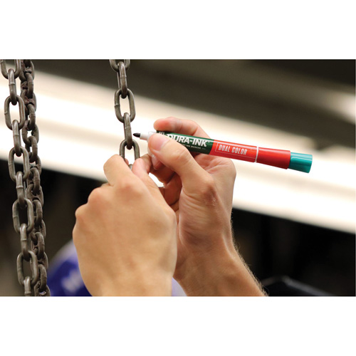 Markal&reg; Dura-Ink&reg; Dual Colour Permanent Ink Marker, Green/Red, Bullet Tip Chandler Sales