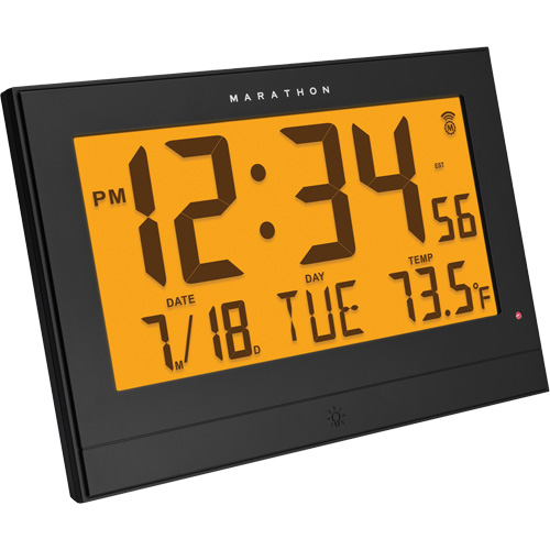 Large Self-Setting Clock, Digital, Plug-in, Black Chandler Sales