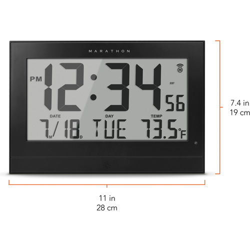 Large Self-Setting Clock, Digital, Plug-in, Black Chandler Sales