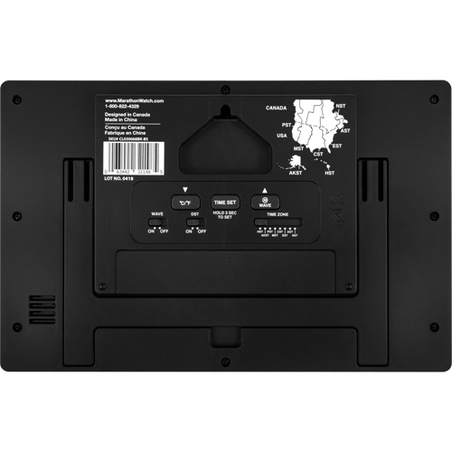 Horloge murale &agrave; r&eacute;glage et ajustement automatiques avec support, Num&eacute;rique, &agrave; piles, Noir Chandler Sales