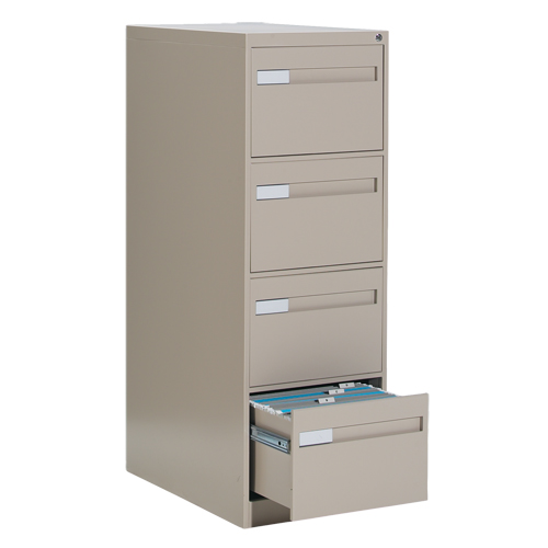 Vertical Filing Cabinet with Recessed Drawer Handles, 4 Drawers, 18.15" W x 26.56" D x 52" H, Beige Chandler Sales