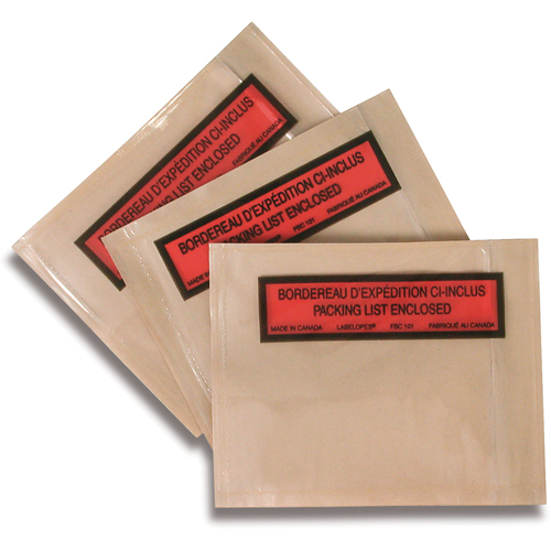 Pochettes pour bordereau d'exp&eacute;dition, 5-1/2" lo x 4-1/2" la Chandler Sales