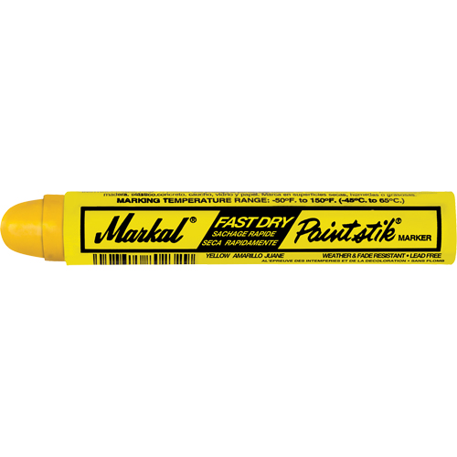 B&acirc;tons de peinture Paintstik &agrave; s&eacute;chage rapide 50° &agrave; 150°F, B&acirc;ton plein, Jaune Chandler Sales