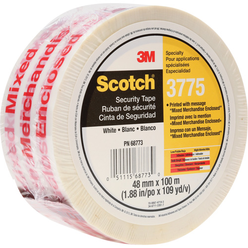 Ruban d'emballage Scotch 3775 avec message, Adh&eacute;sif Thermofusible, 2 mils, 48 mm (1-22/25") x 100 m (328') Chandler Sales