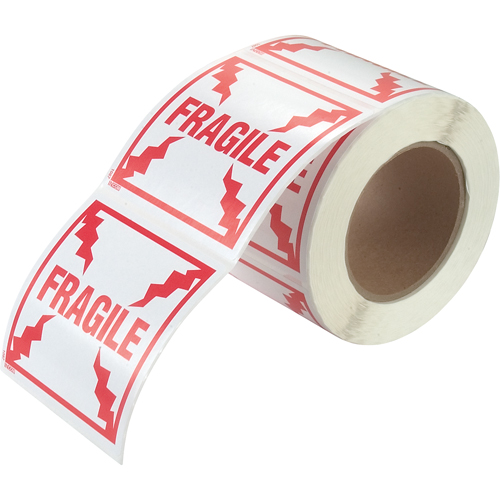 "Fragile" Special Handling Labels, 4" L x 4" W, Red on White Chandler Sales