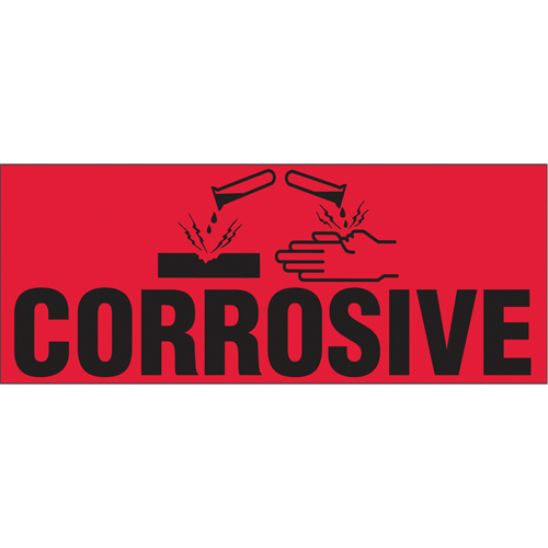 &eacute;tiquettes pour traitement sp&eacute;cial Corrosive, 5" lo x 2" la, Noir/rouge Chandler Sales