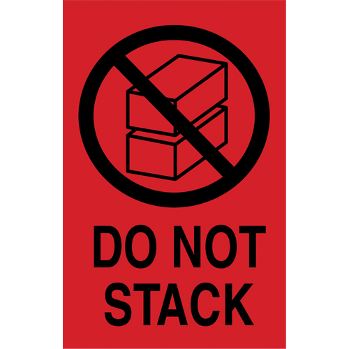 &eacute;tiquettes  Do Not Stack  pour envoi international, 6" lo x 4" la, Noir/rouge Chandler Sales