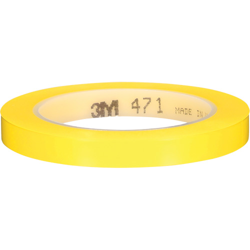 471 Vinyl Tape, 12 mm (1/2") W x 32.9 m (108') L, 5.3 mils, Yellow Chandler Sales